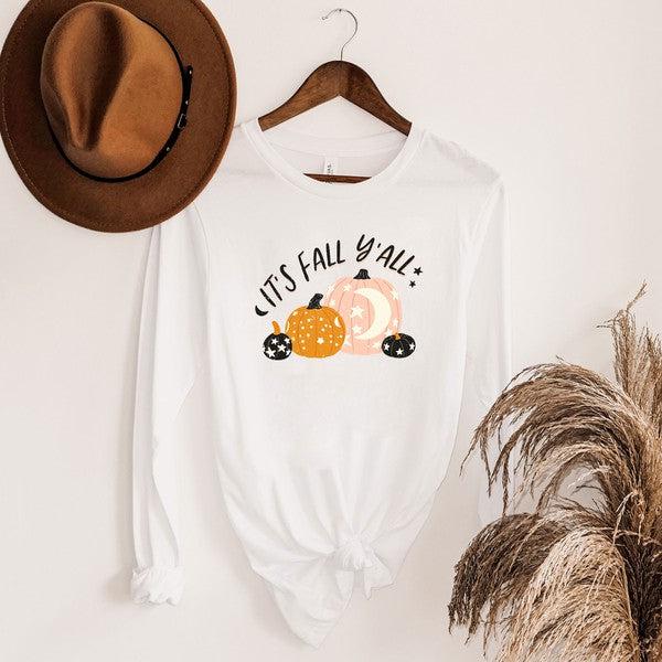 Boho It's Fall Y'all Pumpkins Long Sleeve Tee