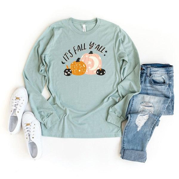 Boho It's Fall Y'all Pumpkins Long Sleeve Tee