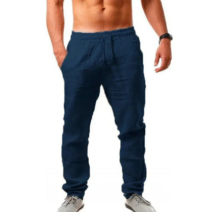Breathable Hemp Clothing Recyclable Men's Regular Fit 100% Linen Drawstring Pants