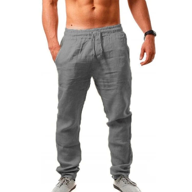 Breathable Hemp Clothing Recyclable Men's Regular Fit 100% Linen Drawstring Pants