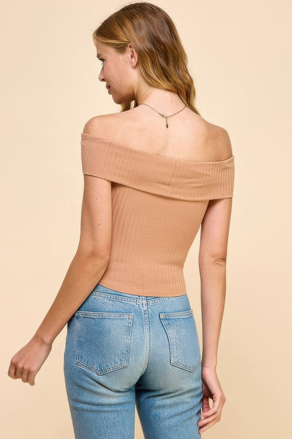 Off Shoulder Ribbed Top