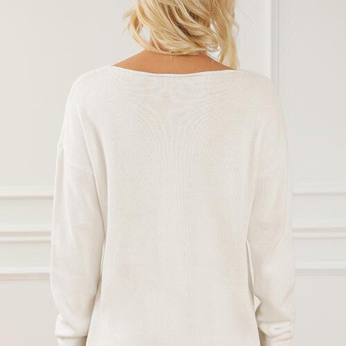 CHAMPAGNE PLEASE Long Sleeve Slit Sweater