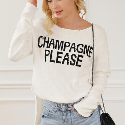 CHAMPAGNE PLEASE Long Sleeve Slit Sweater