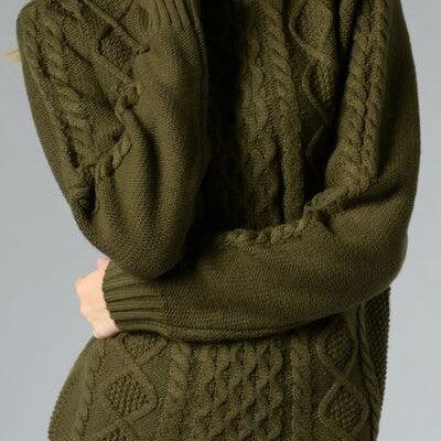 Cable-Knit Turtleneck Long Sleeve Sweater