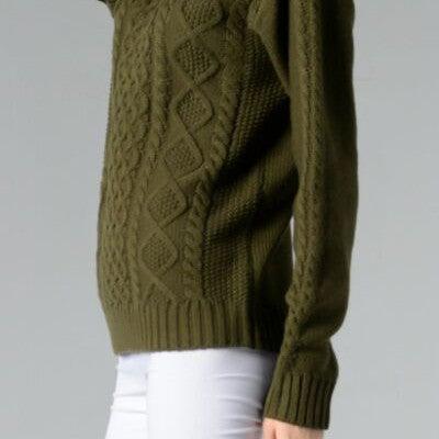 Cable-Knit Turtleneck Long Sleeve Sweater