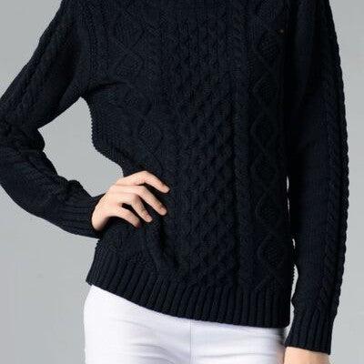 Cable-Knit Turtleneck Long Sleeve Sweater