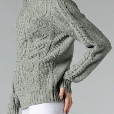 Cable-Knit Turtleneck Long Sleeve Sweater