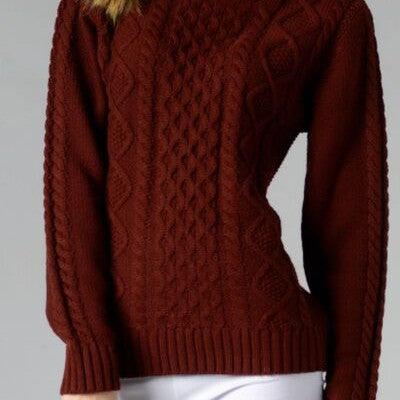 Cable-Knit Turtleneck Long Sleeve Sweater