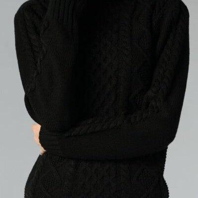 Cable-Knit Turtleneck Long Sleeve Sweater