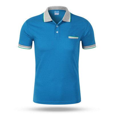Casual Fashion Summer Tees Tops Brand Short Sleeve Cotton Mens Polo Solid Shirt