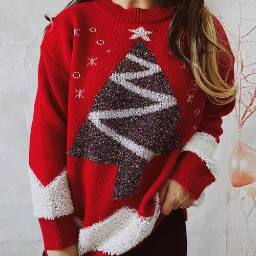 Christmas Tree Graphic Dropped Shoulder Sweater