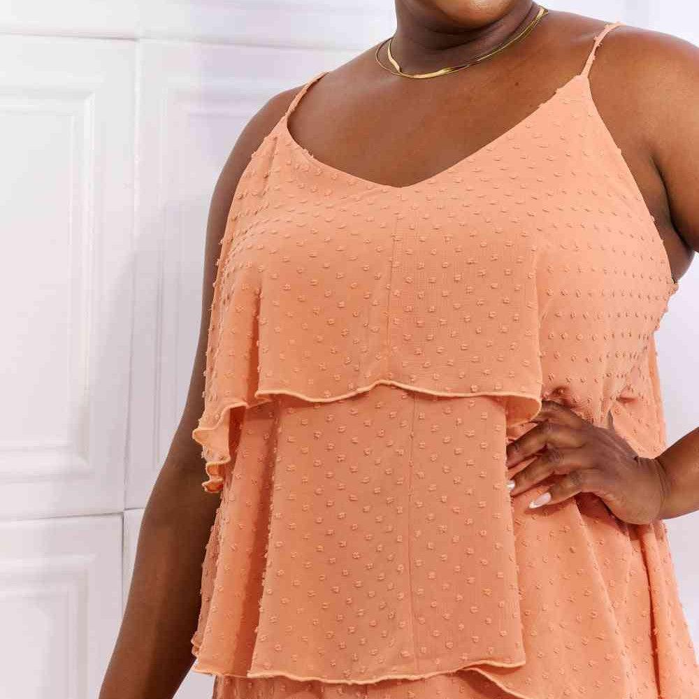 Culture Code By The River Full Size Cascade Ruffle Style Cami Dress in Sherbet