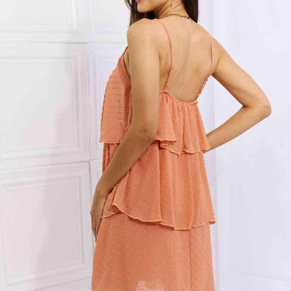 Culture Code By The River Full Size Cascade Ruffle Style Cami Dress in Sherbet