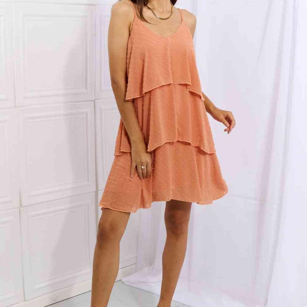 Culture Code By The River Full Size Cascade Ruffle Style Cami Dress in Sherbet