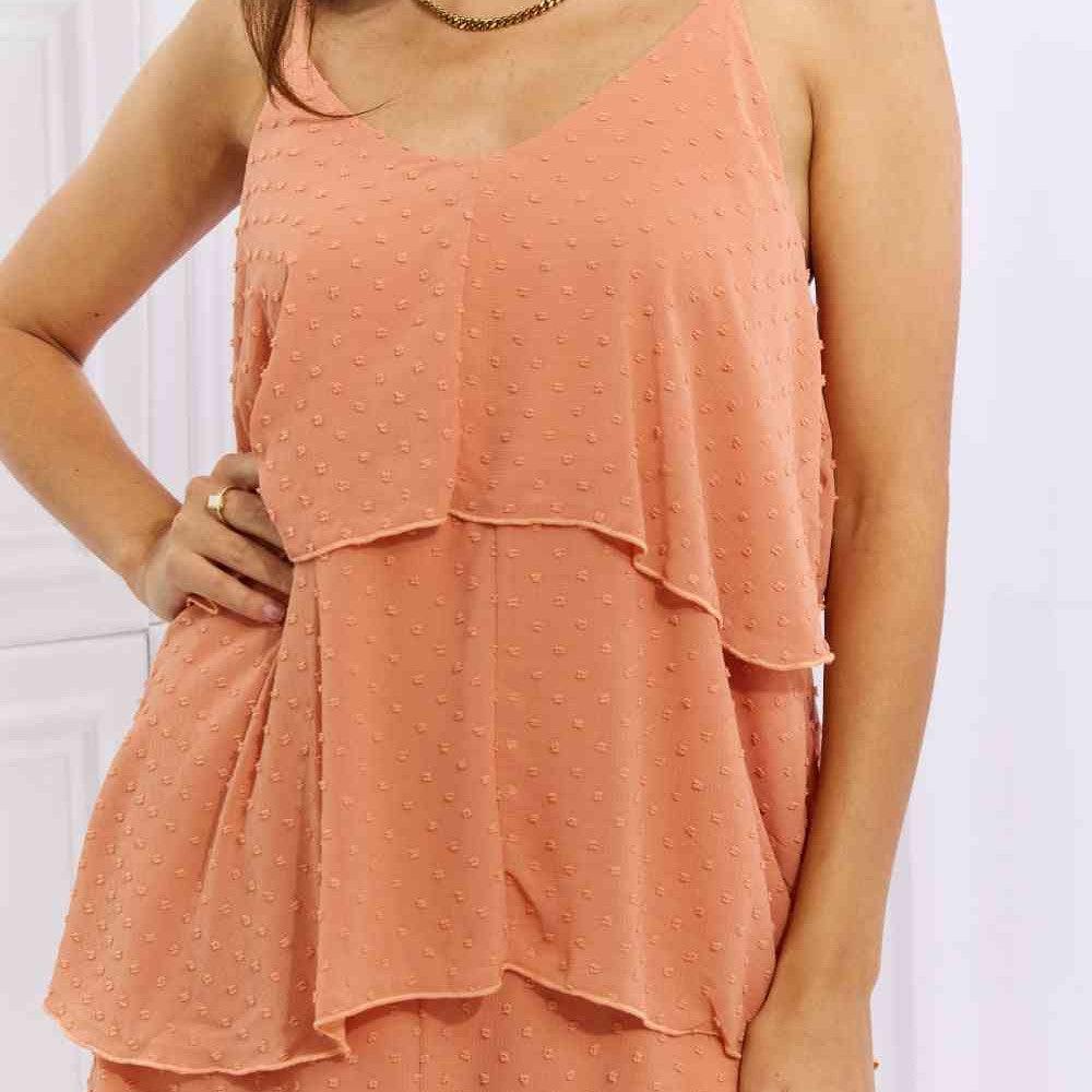 Culture Code By The River Full Size Cascade Ruffle Style Cami Dress in Sherbet