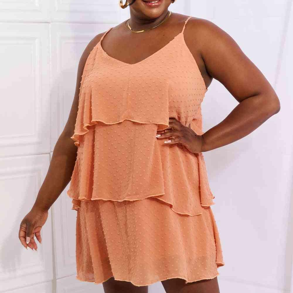 Culture Code By The River Full Size Cascade Ruffle Style Cami Dress in Sherbet