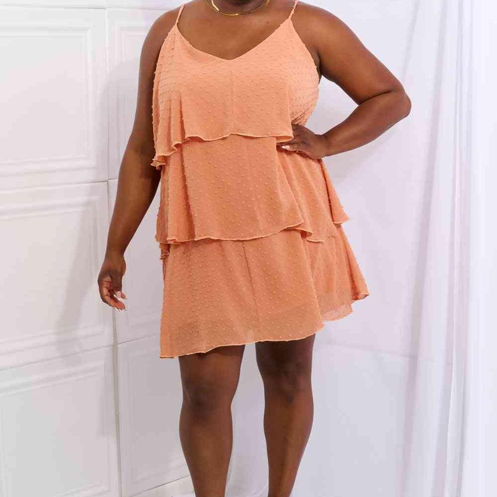 Culture Code By The River Full Size Cascade Ruffle Style Cami Dress in Sherbet