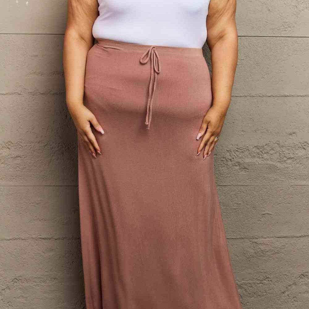 Culture Code For The Day Full Size Flare Maxi Skirt in Chocolate