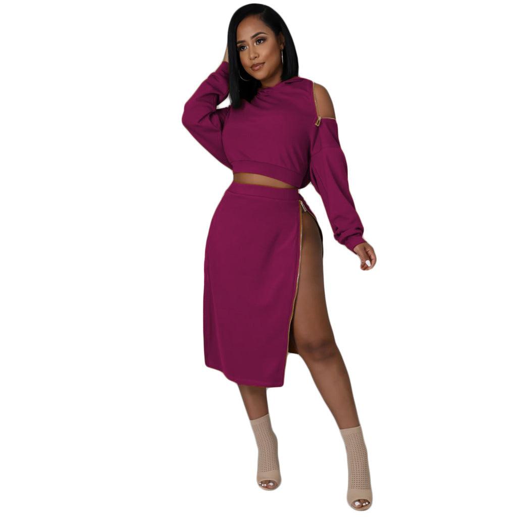 Custom 2022 New Arrival Summer Ladies Two Piece Sets Solid Color Dress Set Casual Skirt Women Clothing Two Piece Skirt Set