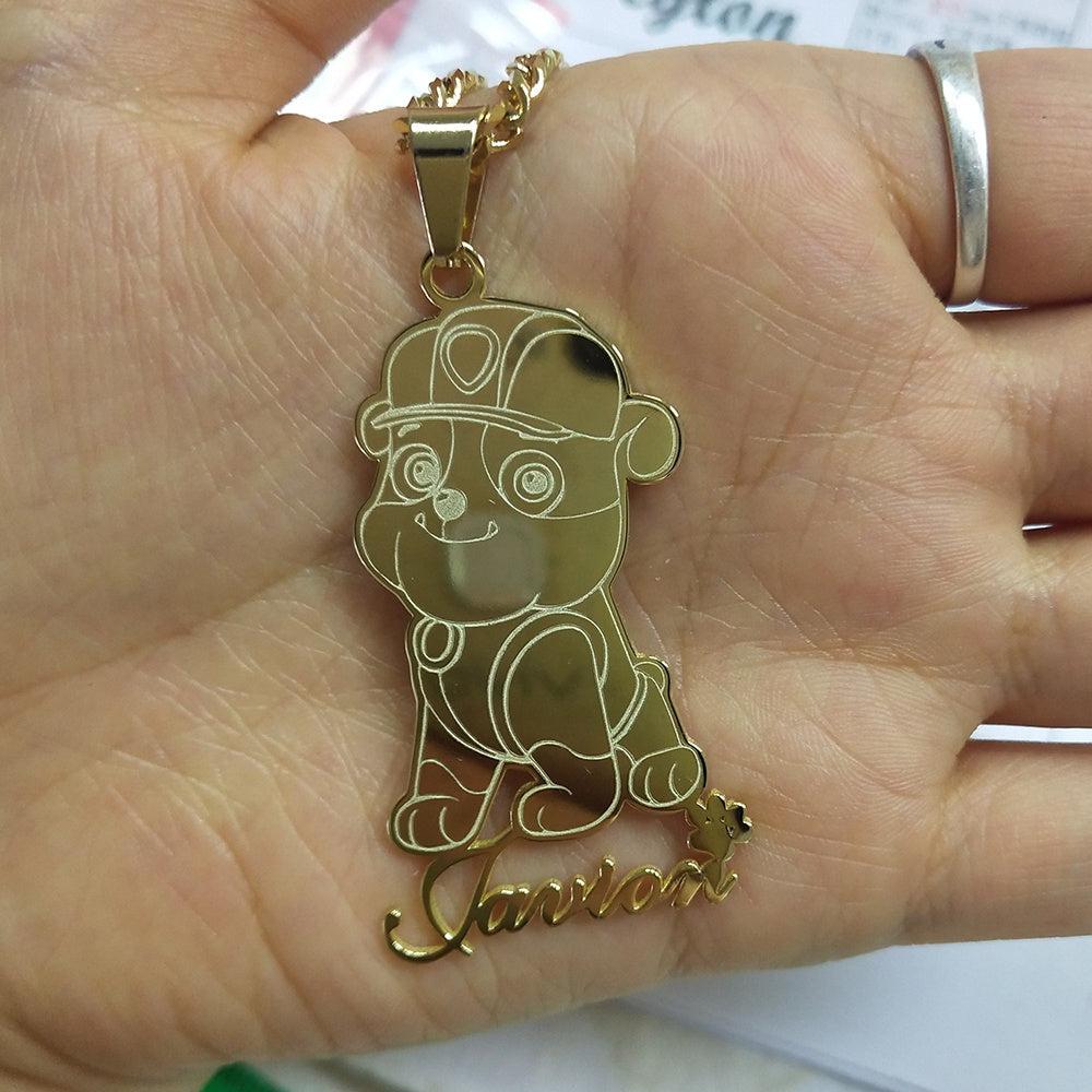 Custom Cartoon Character Necklace Kids Personalized Name Pendant Children Jewelry Gold Plated Stainless Steel Necklaces