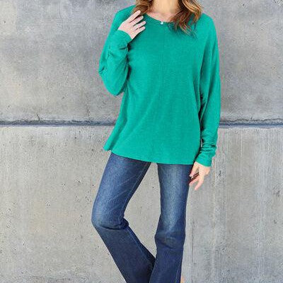 Double Take Full Size Round Neck Long Sleeve T-Shirt