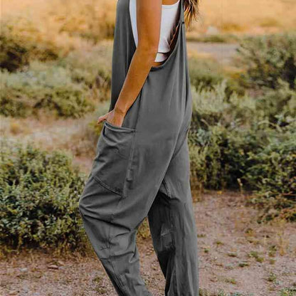 Double Take Full Size Sleeveless V-Neck Pocketed Jumpsuit