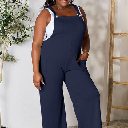 Double Take Full Size Wide Strap Overall with Pockets