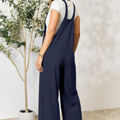 Double Take Full Size Wide Strap Overall with Pockets