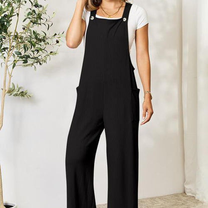 Double Take Full Size Wide Strap Overall with Pockets