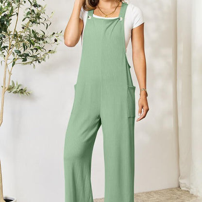 Double Take Full Size Wide Strap Overall with Pockets