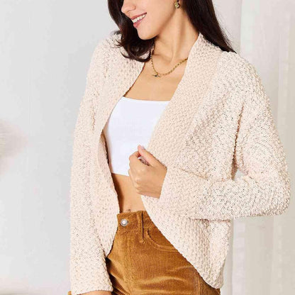 Double Take Open Front Long Sleeve Cardigan