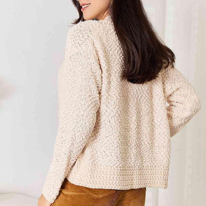 Double Take Open Front Long Sleeve Cardigan