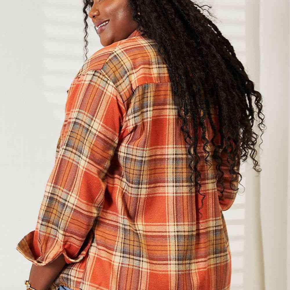 Double Take Plaid Dropped Shoulder Shirt