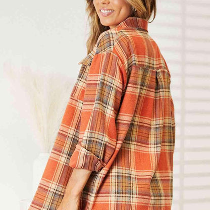 Double Take Plaid Dropped Shoulder Shirt