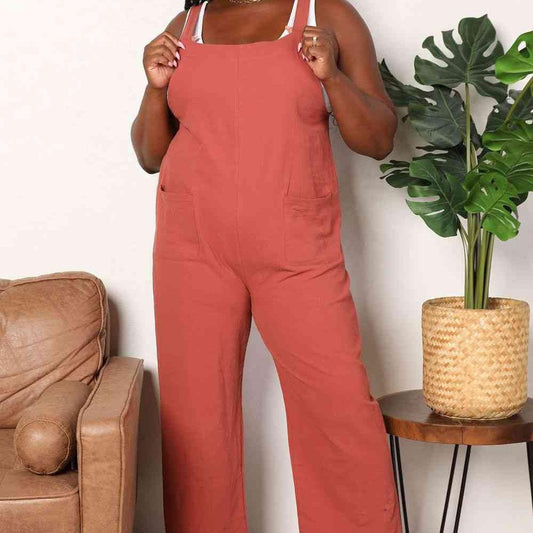 Double Take Wide Leg Overalls with Front Pockets