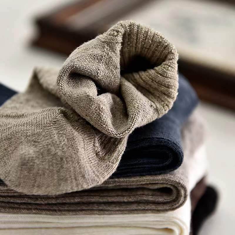 Eco Friendly Natural Hemp Fiber Jacquard Knitting Quality Vintage Soft Hemp Crew Socks