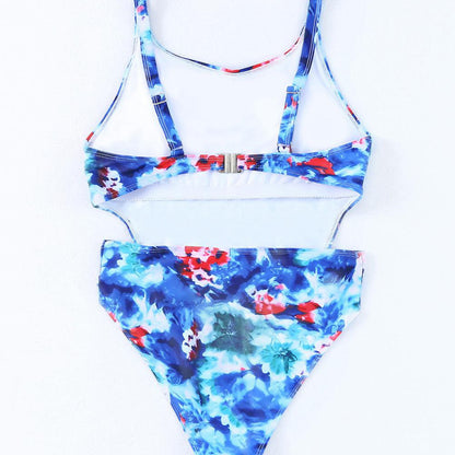 Floral Cutout Sleeveless One-Piece Swimsuit