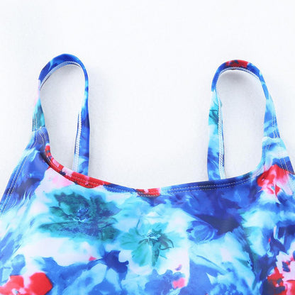 Floral Cutout Sleeveless One-Piece Swimsuit