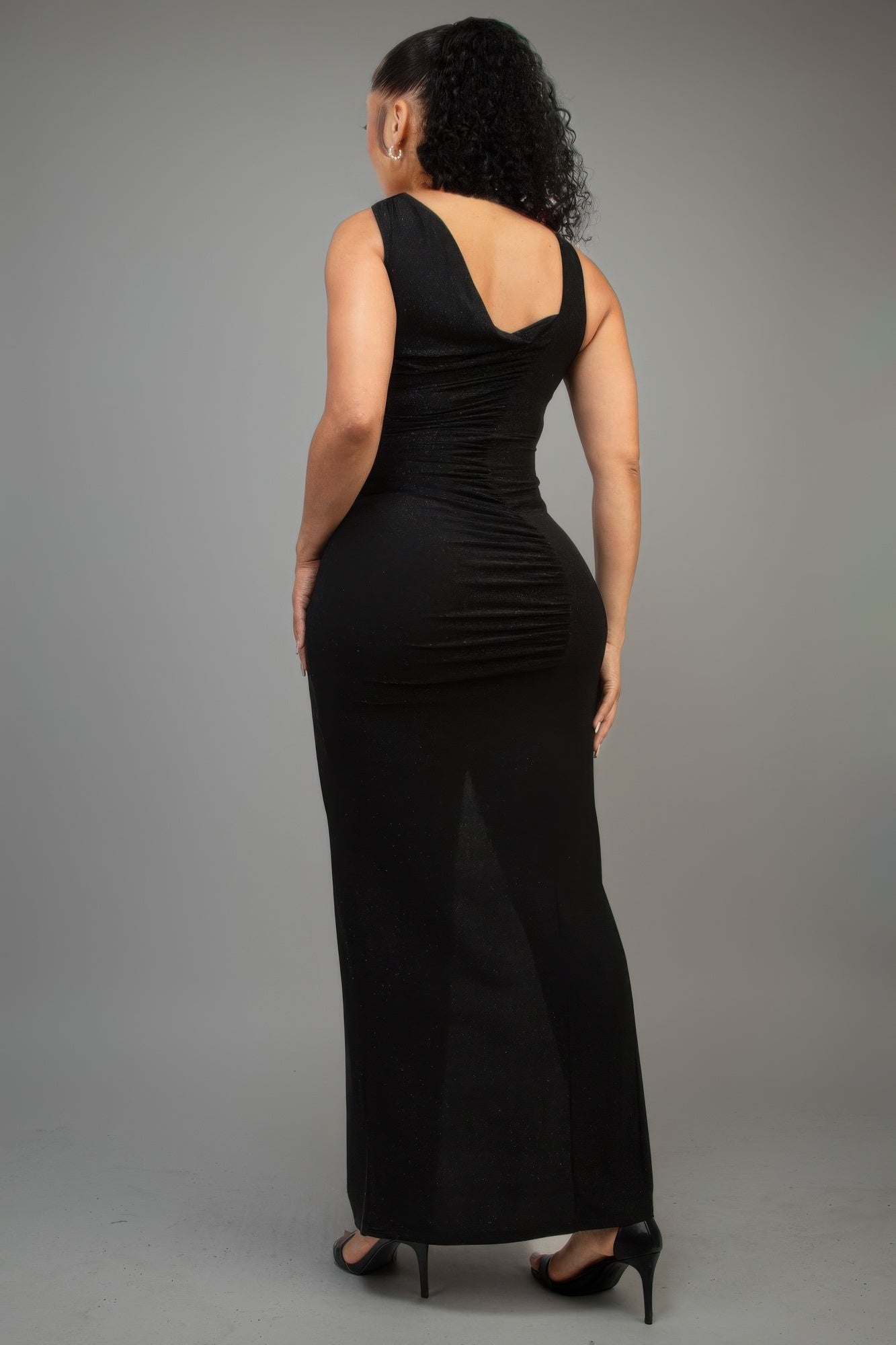 Glitter Slitted Dress Black 5