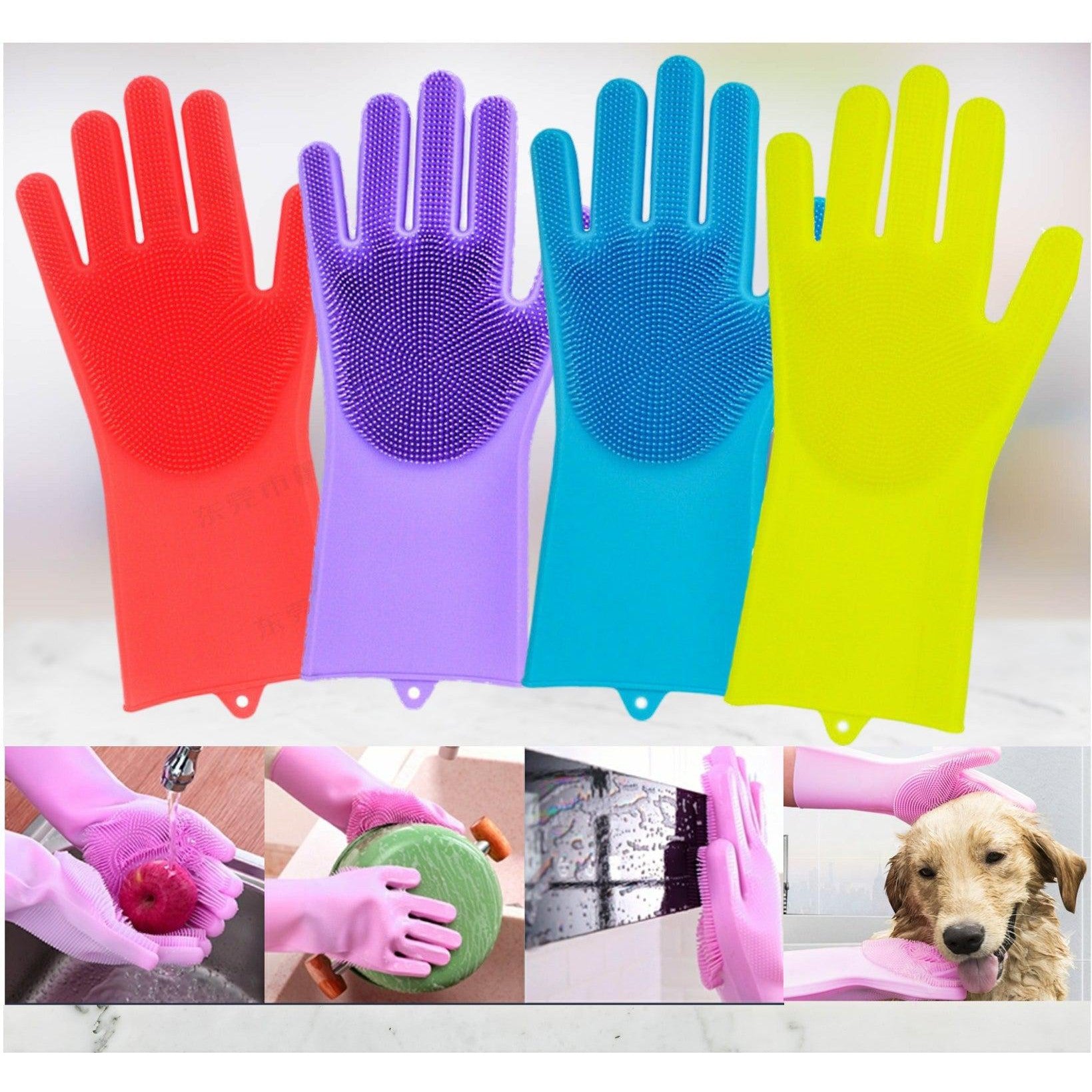 Glove Brush Washing Gloves Silicone kitchen Cleaning Scrubbing Glove