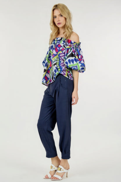 High Waist Zipper Front Skinny Pants Blue 2