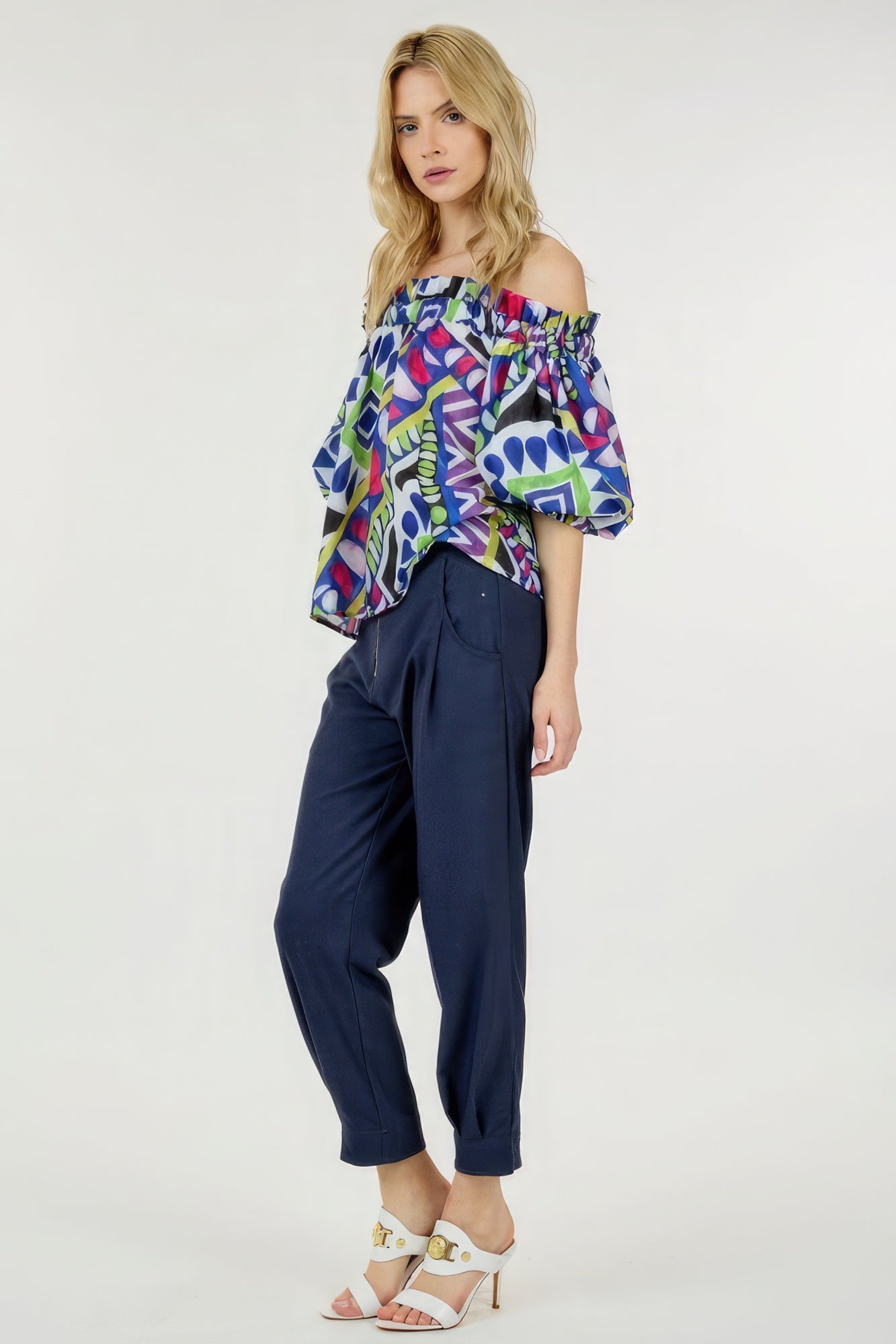 High Waist Zipper Front Skinny Pants Blue 3