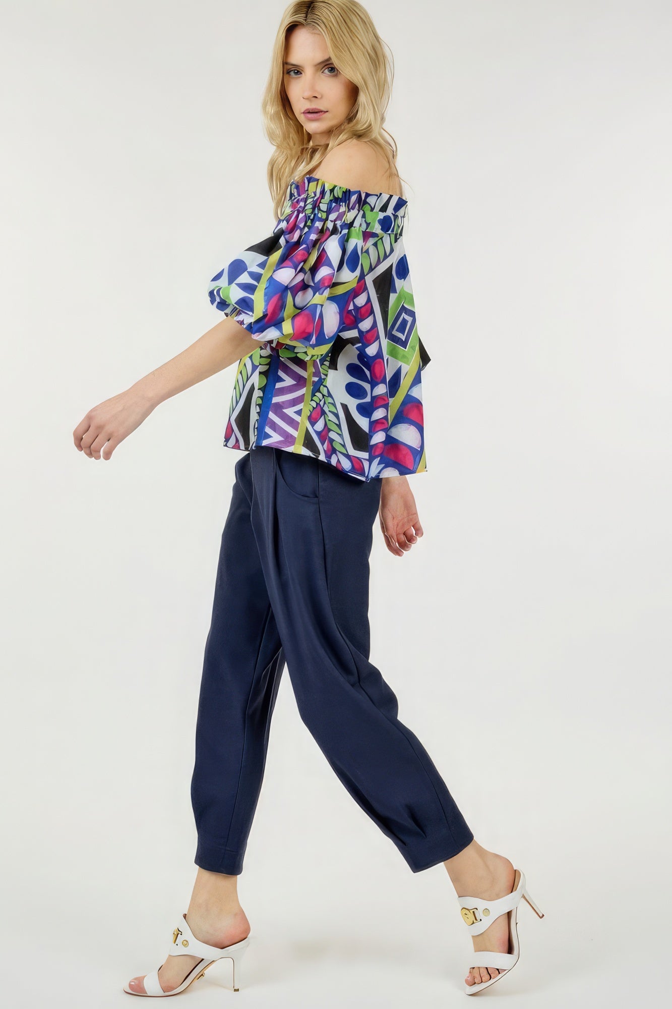  High Waist Zipper Front Skinny Pants Blue 4