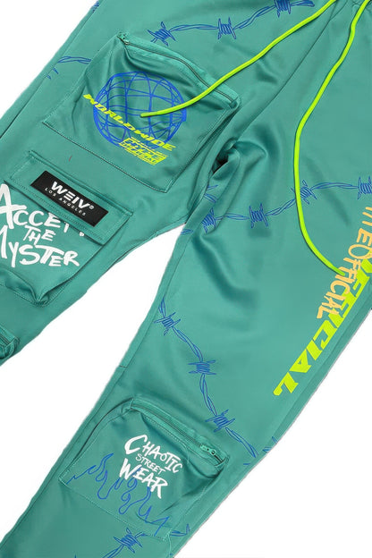 Hype Official Print Track Pant Green4 Pockets