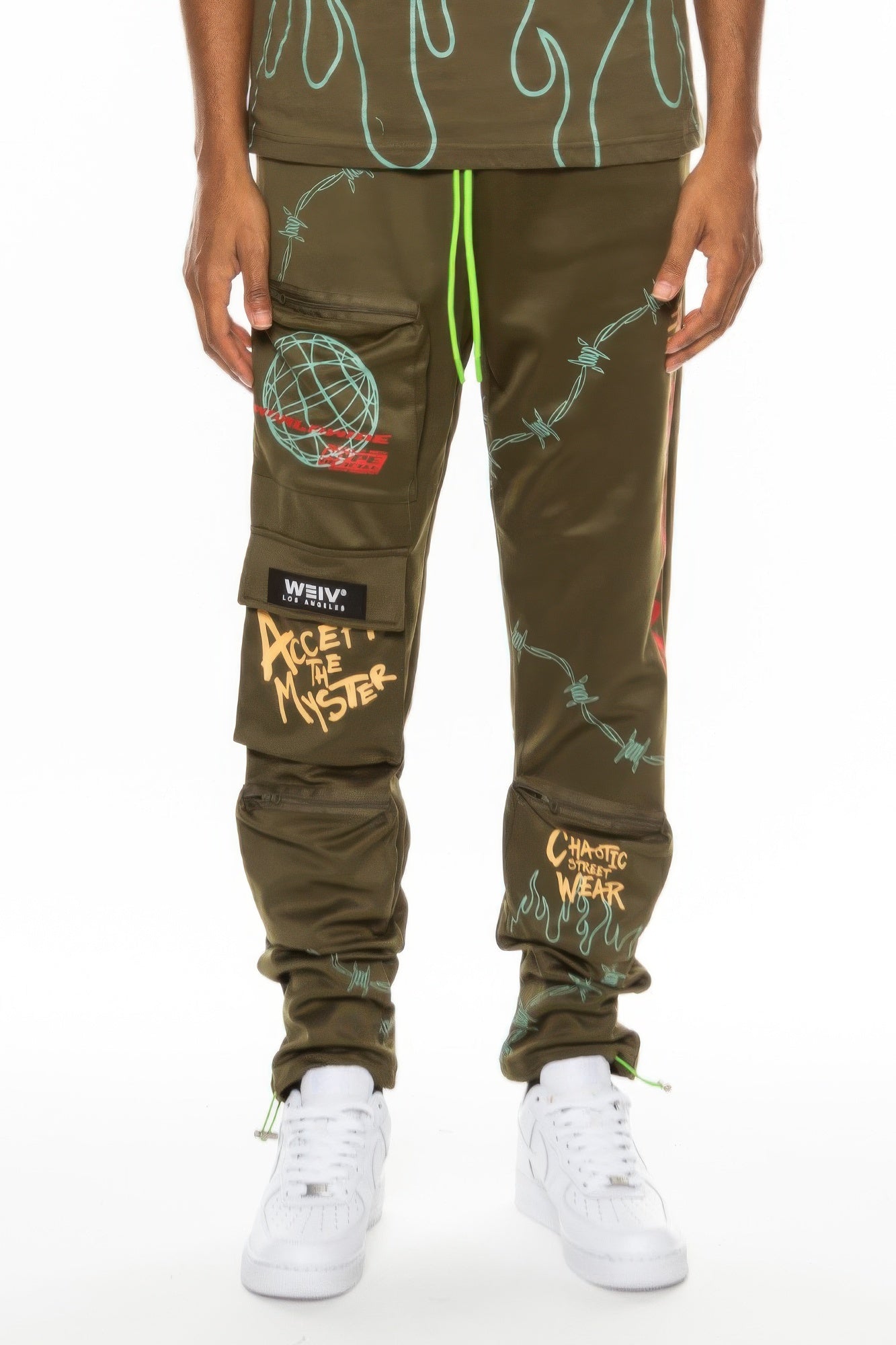 Hype Official Print Track Pant Olive Front