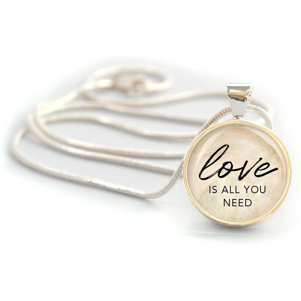 "Love Is All You Need" Silver-Plated Pendant Necklace