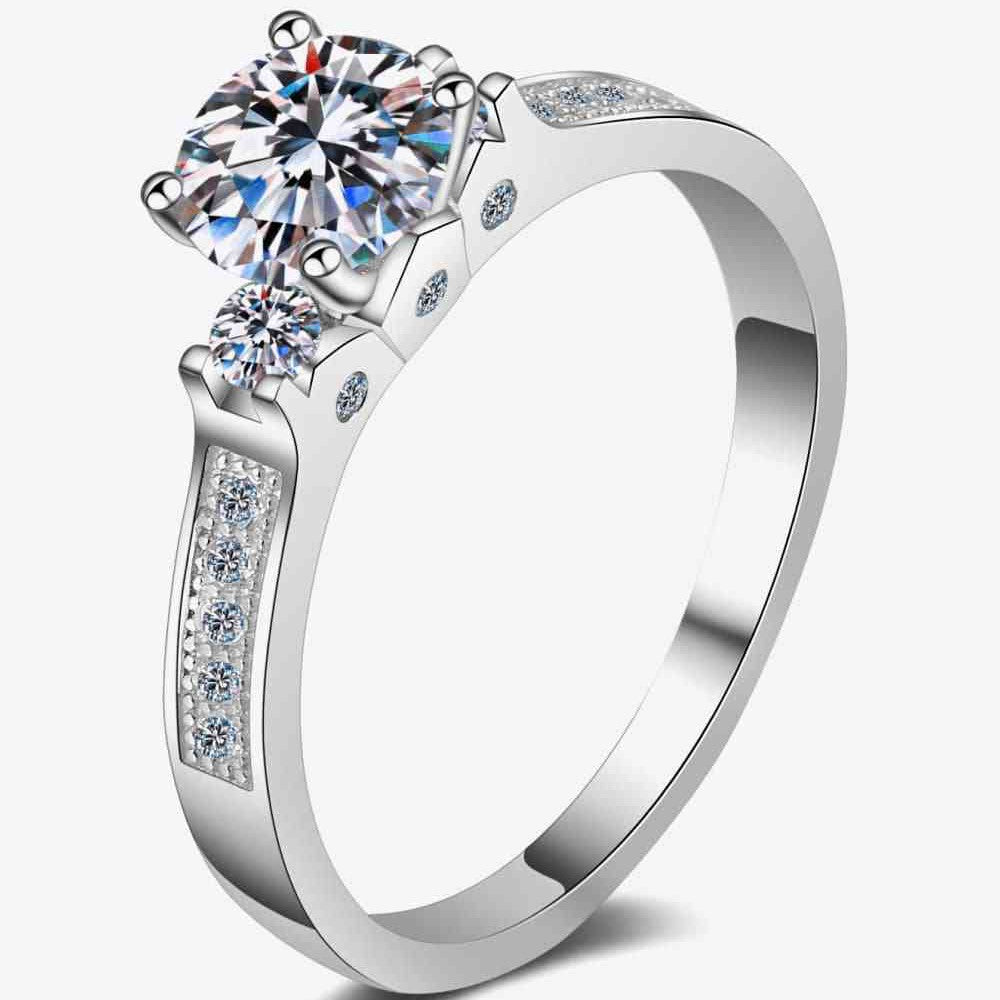 Lucky Charm Moissanite Rhodium-Plated Ring