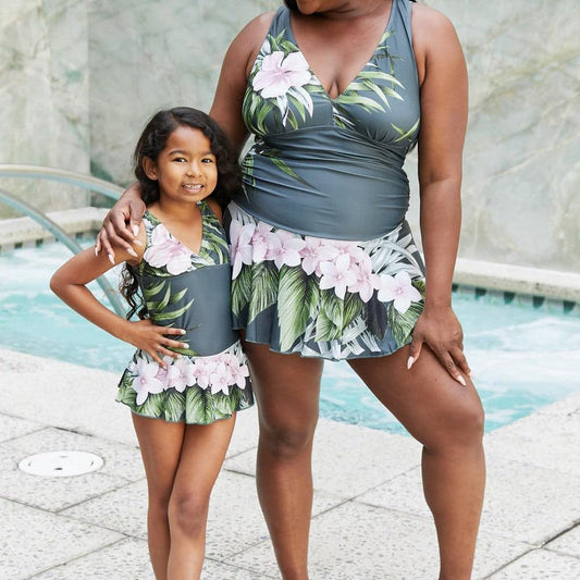 Marina West Swim Full Size Clear Waters Swim Dress in Aloha Forest