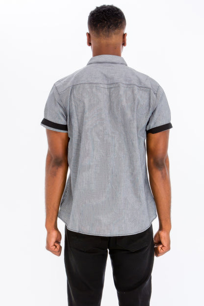 Men's Casual Short Sleeve Solid Shirts Black 3