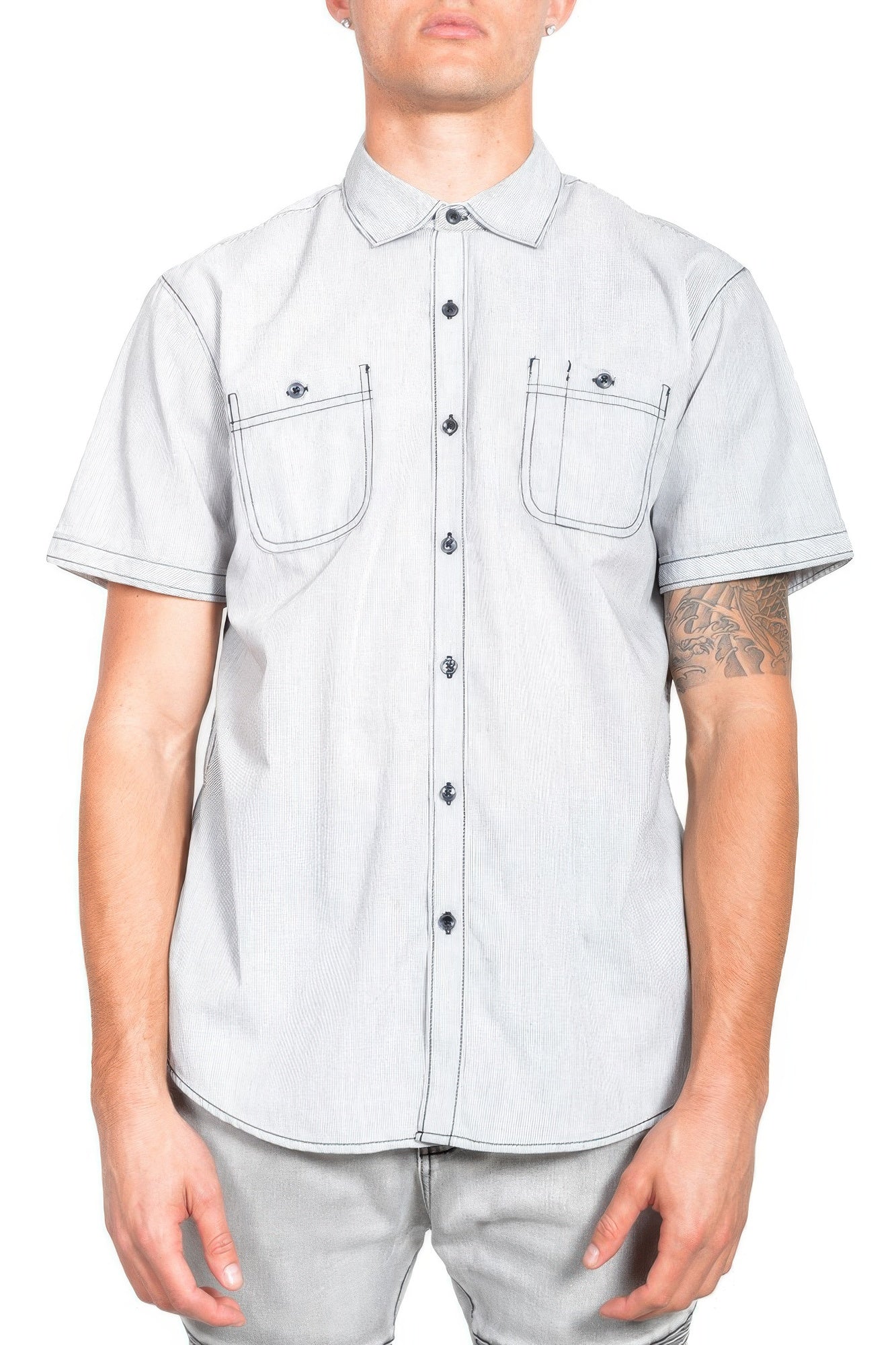 Men's Casual Short Sleeve Solid Shirts White